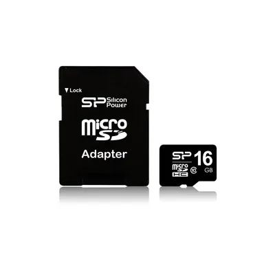 16GB SD MicroSD kártya Class10 + adapter Silicon Power SP016GBSTH010V10SP fotó