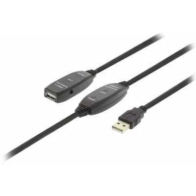 USB2.0 Hosszabbító Kábel Aktív USB A Dugó - USB A Aljzat 30 m Fekete VLCRP6030 fotó