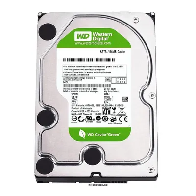 Western Digital 3,5" 2000GB belső SATAIII 7200RPM 64MB Green Power advanced format winchester 2 év WD20EARX fotó