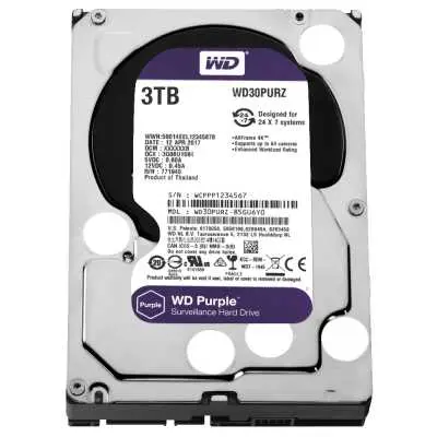 3TB 3,5&#34; HDD SATA3 64MB 5400RPM Western Digital Purple WD30PURZ fotó