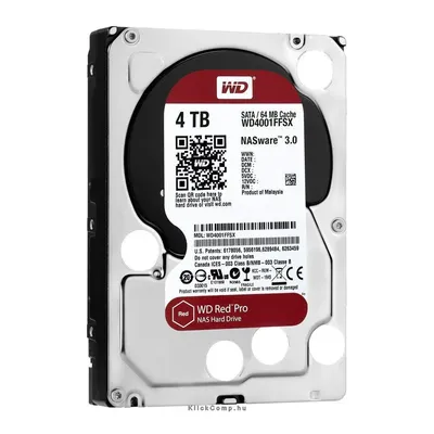 Western Digital 4TB 3,5" Desktop 7200rpm, 64 MB puffer, SATA-600 Red Pro WD4001FFSX fotó