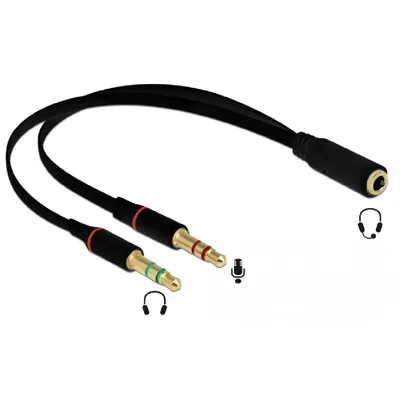 Átalakító Kábel stereo jack 1x 3.5mm 4pin female to 2x 3.5mm 3pin male - Már nem forgalmazott termék delock-65967 fotó