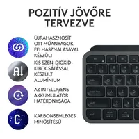 Vezetéknélküli billentyűzet Logitech MX Keys S fekete US illusztráció, fotó 3