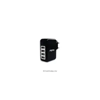 APPROX Univerzális Telefon, Tablet, GPS töltő 5V/4A 4db USB Fekete illusztráció, fotó 1