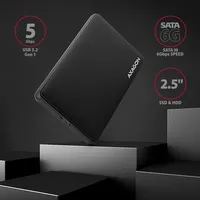 külső ház HDD-SSD 2.5  USB3.2 csavar nélküli AXAGON  fekete illusztráció, fotó 2