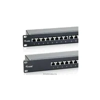 Cat6 patch panel 24 port, 1U, fekete, árnyékolt Delock illusztráció, fotó 2