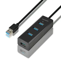 USB Hub 4 port USB3.0 gyorstöltéssel 1,2m kábel fekete AXAGON HUE-S2BL HUE-S2BL Technikai adatok