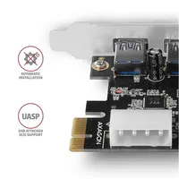 PCI Express USB 2db USB3.2 port PCI-E Kártya Axagon illusztráció, fotó 4