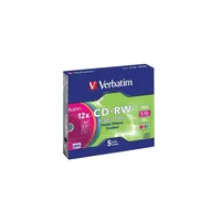 CD-RW lemez, újraírható, színes felület, SERL, 700MB, 8-10x, vékony tok, VERBATIM VERBATIM-43167 Technikai adatok