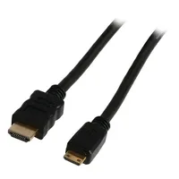 HDMI kábel 1.4 HDMI csatlakozó HDMI mini csatlakozó, 1,00 m, fekete illusztráció, fotó 1