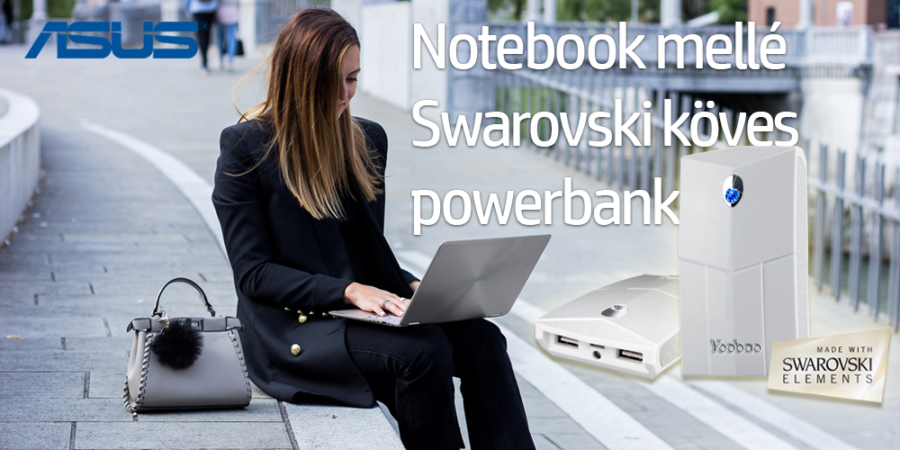 Asus laptop ajándék Swarovski köves powerbankkal