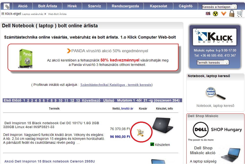 Klick Computer Web Bolt - Kosárba tesz