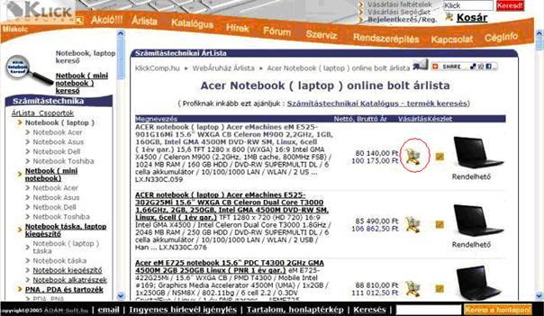 Klick Computer Web Bolt - Kosárba tesz